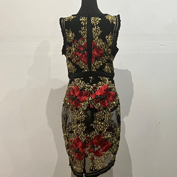 Wow, couture, red, black and gold lace dress - Picture 6 of 13
